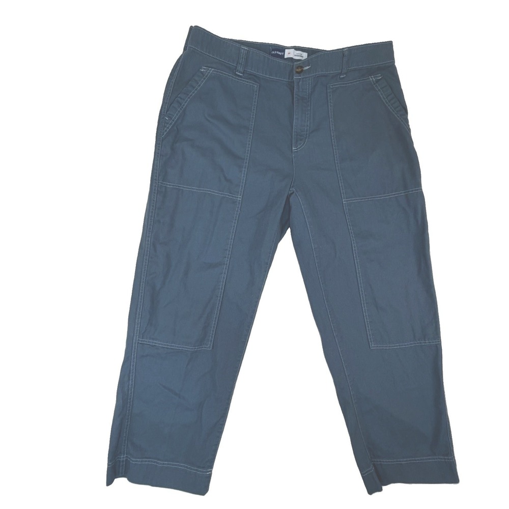 Old Navy High-Rise Straight Carpenter Pants Womens Sz 20  Blue Utility *Altered*